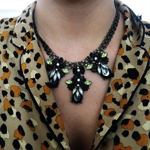 Black and green crystal statement necklace!